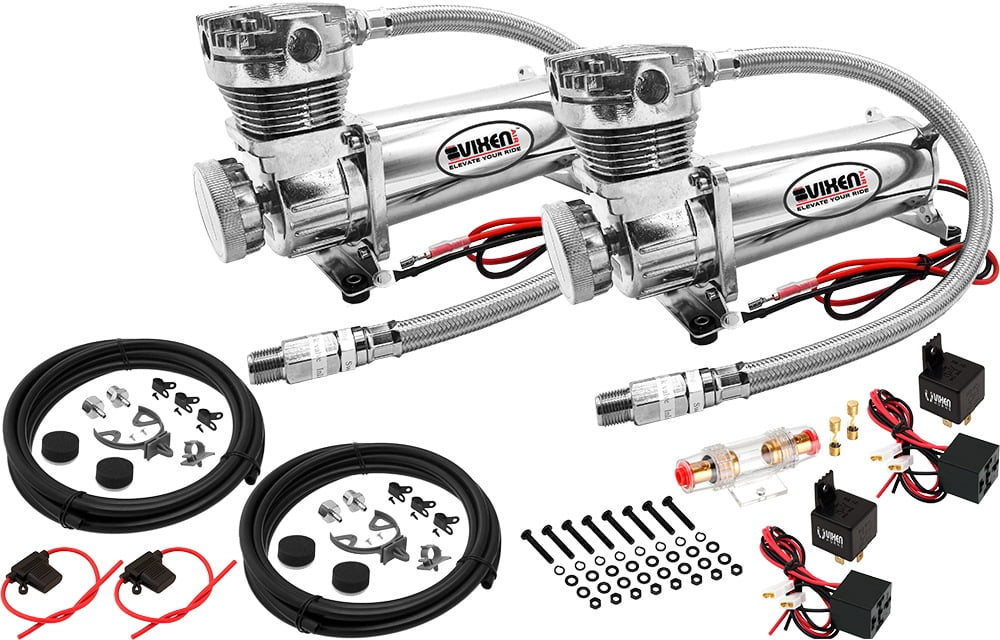 Vixen Air Suspension Kit for Truck/Car Bag/Air Ride/Spring. On Board System- Dual 200psi Compressor, 6 Gallon Tank. For Boat Lift,Towing,Lowering,Load Leveling,Onboard Train Horn VXX1208PB/4863DC
