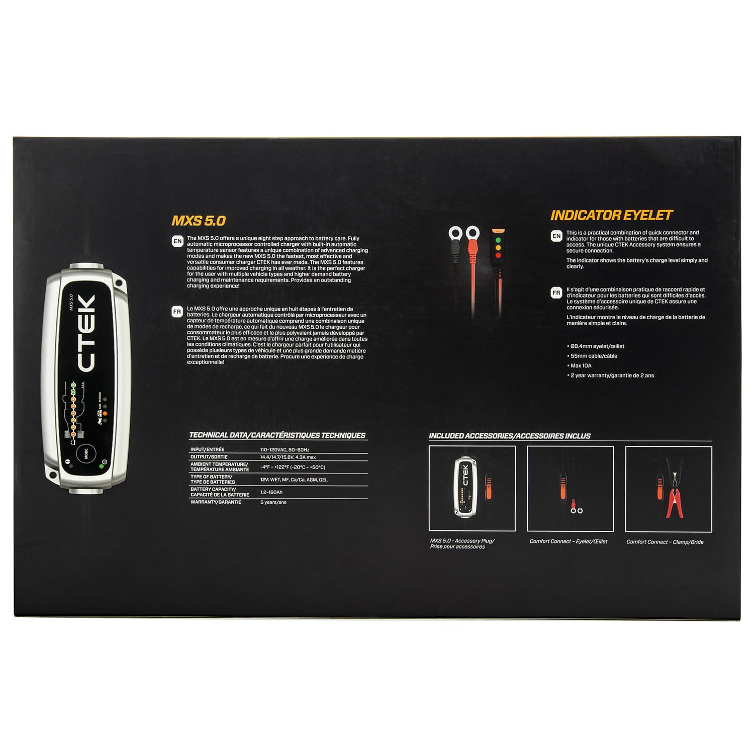 CTEK 40-359 MXS 5.0 Fully Automatic 4.3 amp Battery Charger and Care Kit 12V