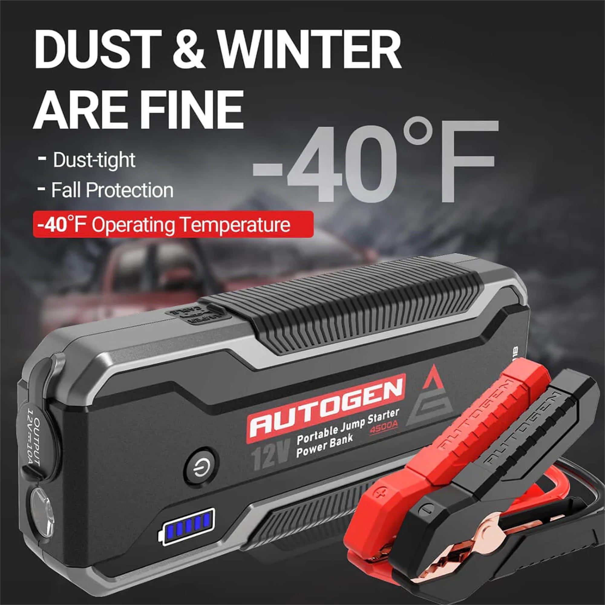 AUTOGEN 4500A 32000mAh Black Battery Jump Starter, 12V Lithium Jump Box