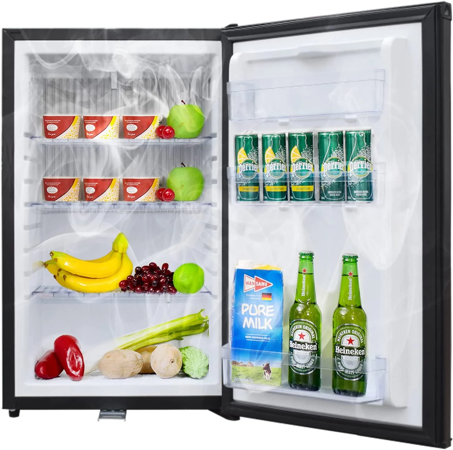 Smad 1.7 Cu ft Portable Absorption Mini Fridge No Noise with Lock, Adjustable Foot, Reversible Door