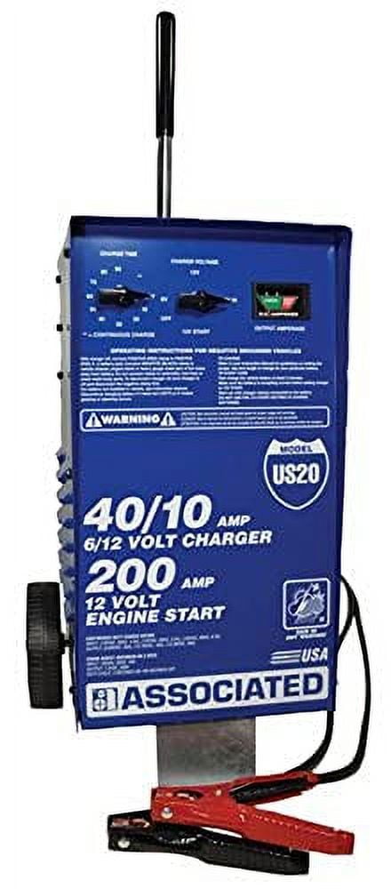 Associated US20 - Charger, 6/12V 40/40/10A, 200 Amp Cranking Assist, Wheels (With Timer)