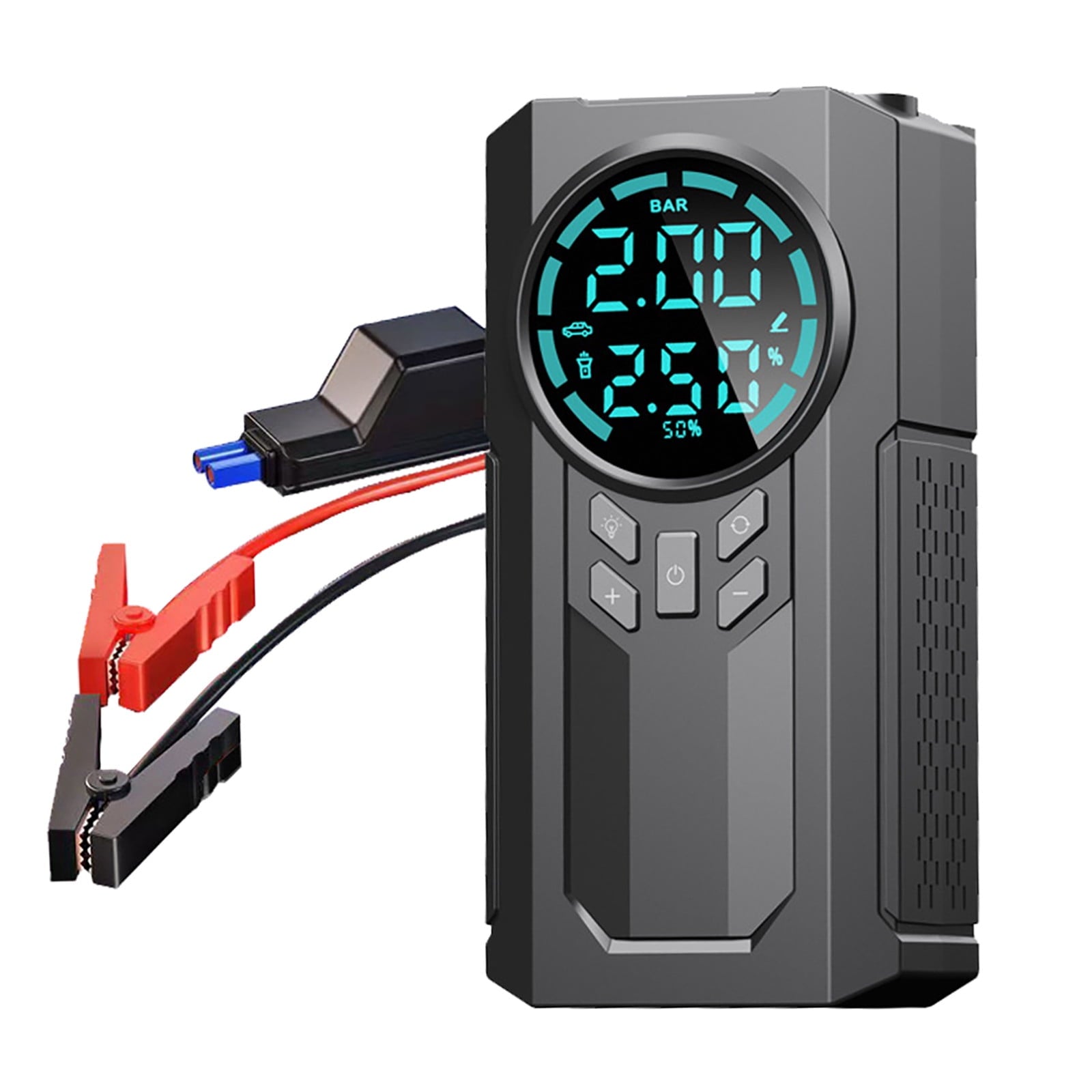 Car Accessories Clearance Car Inflator Battery Jump 2-In-1 1000A Emergency Start Power Supply 12V Battery Pack Battery Booster Jump Box Portable Charger Jumper Cables Led Display Screen Black A
