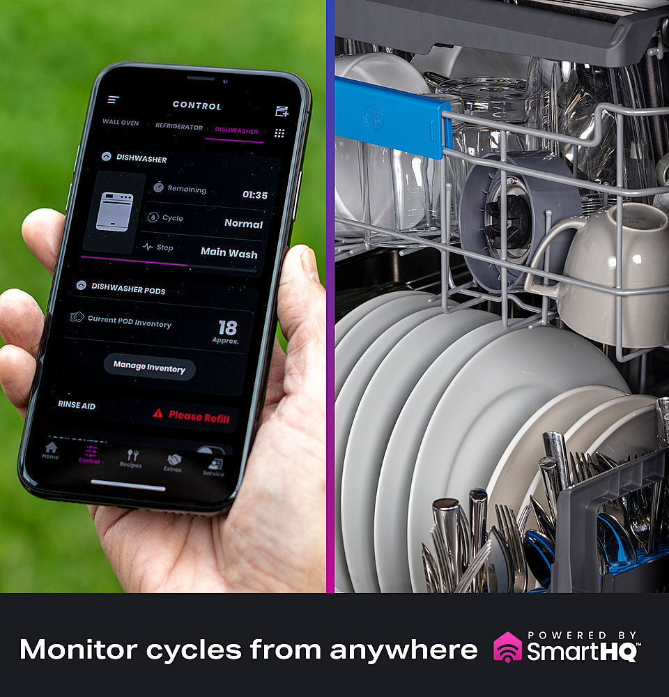 GE Profile - Top Control Built-In Stainless Steel Tub Dishwasher with 3rd Rack and Microban, 42dBA - Stainless steel