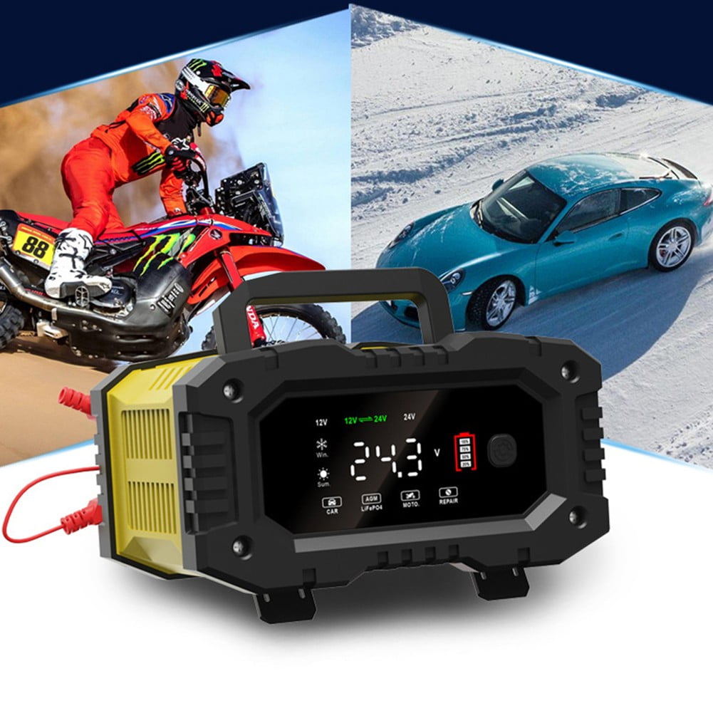 BESVEH 20A/10A Car Motorcycle Battery Charger 12V/24V Smart Charger Lithium AGM