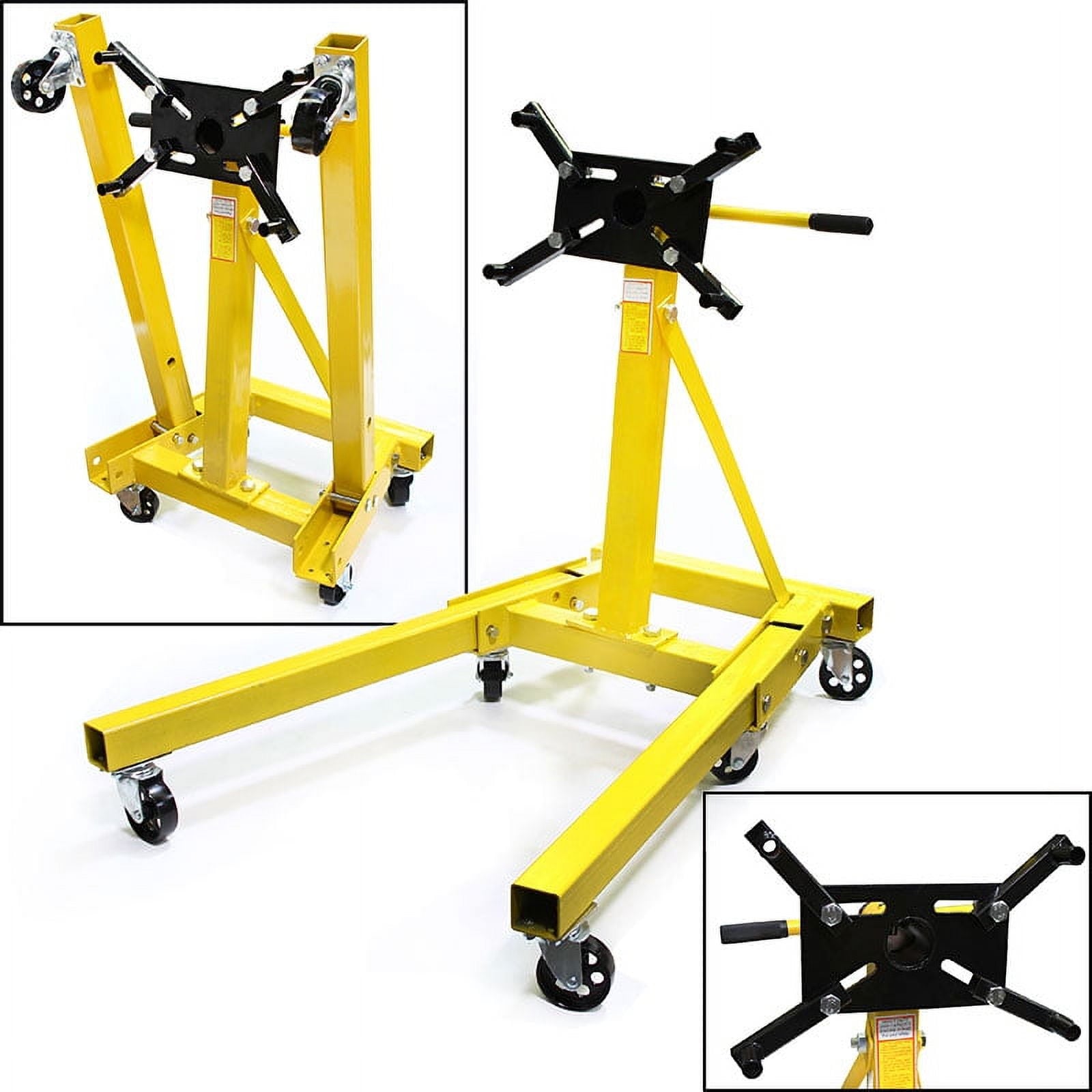 Stark Engine Stand 2000 lbs Capacity 360 Degree Head Motor Stand Folding Legs Motor Hoist Mover Auto Repair Rebuild Jack, Yellow