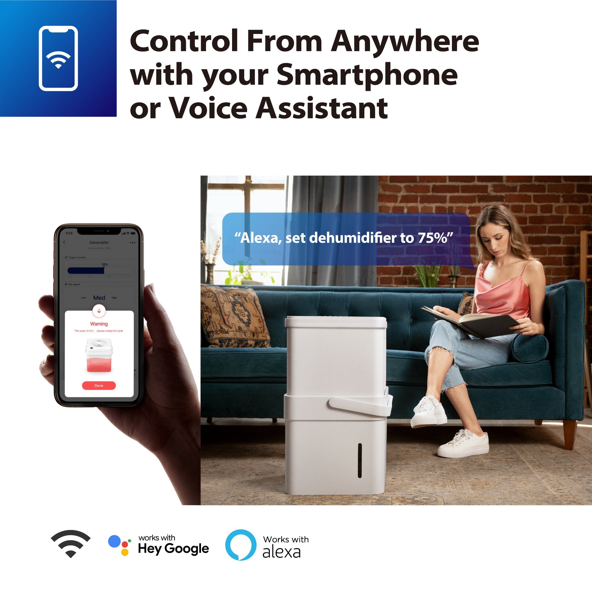 Midea Cube 20-Pint Smart WiFi Dehumidifier， Coverage up to 2，000 sq. ft.