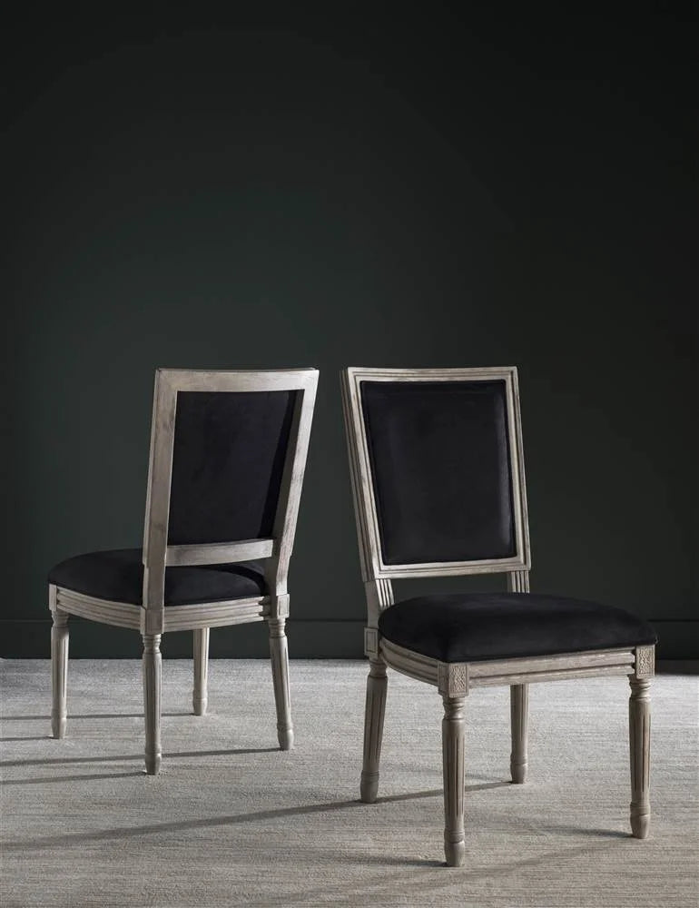 SAFAVIEH Buchanan Rectangular Side Chair, Black/Rustic Grey, Set of 2