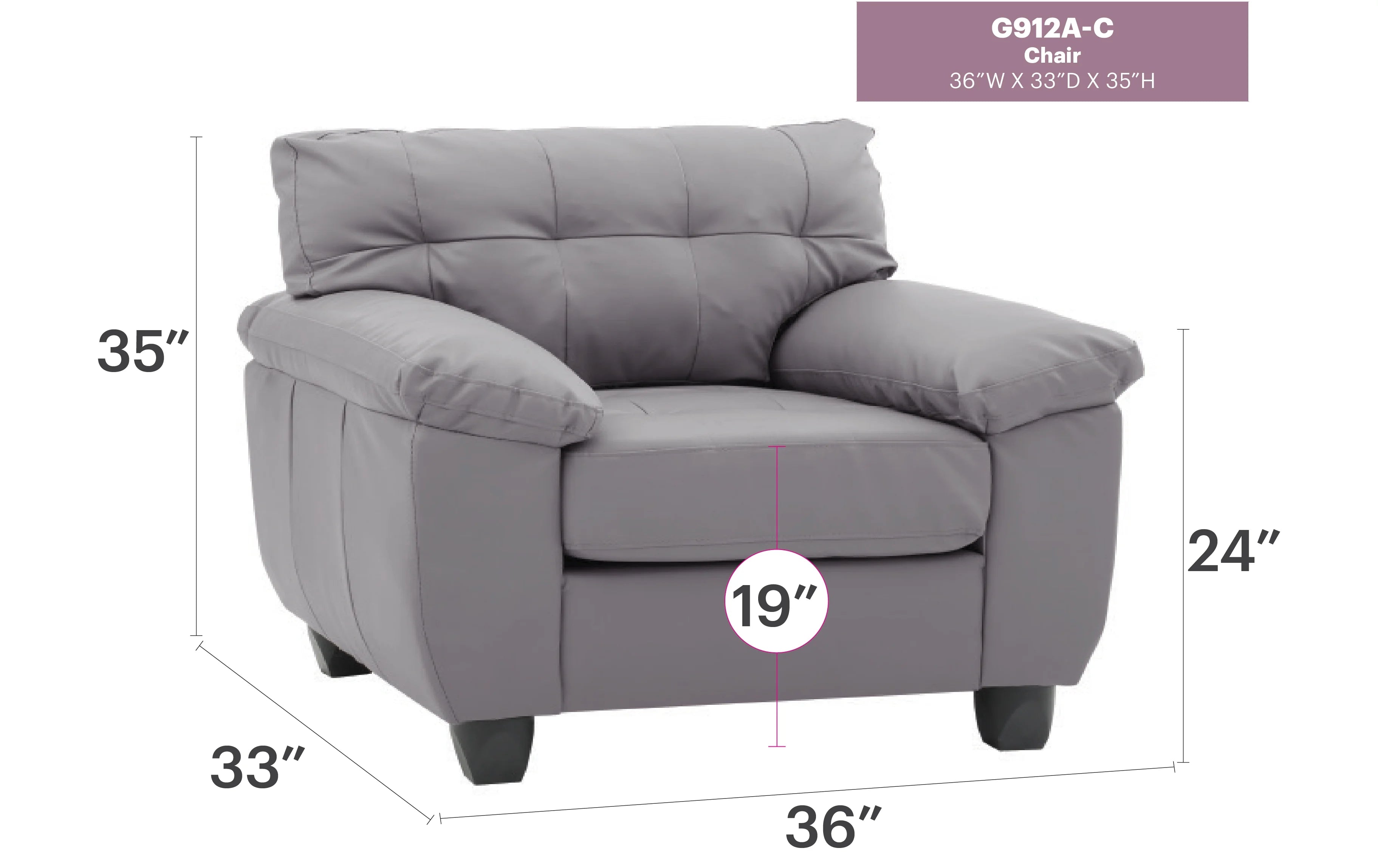 Glory Furniture Gallant G912A-C Chair , GRAY