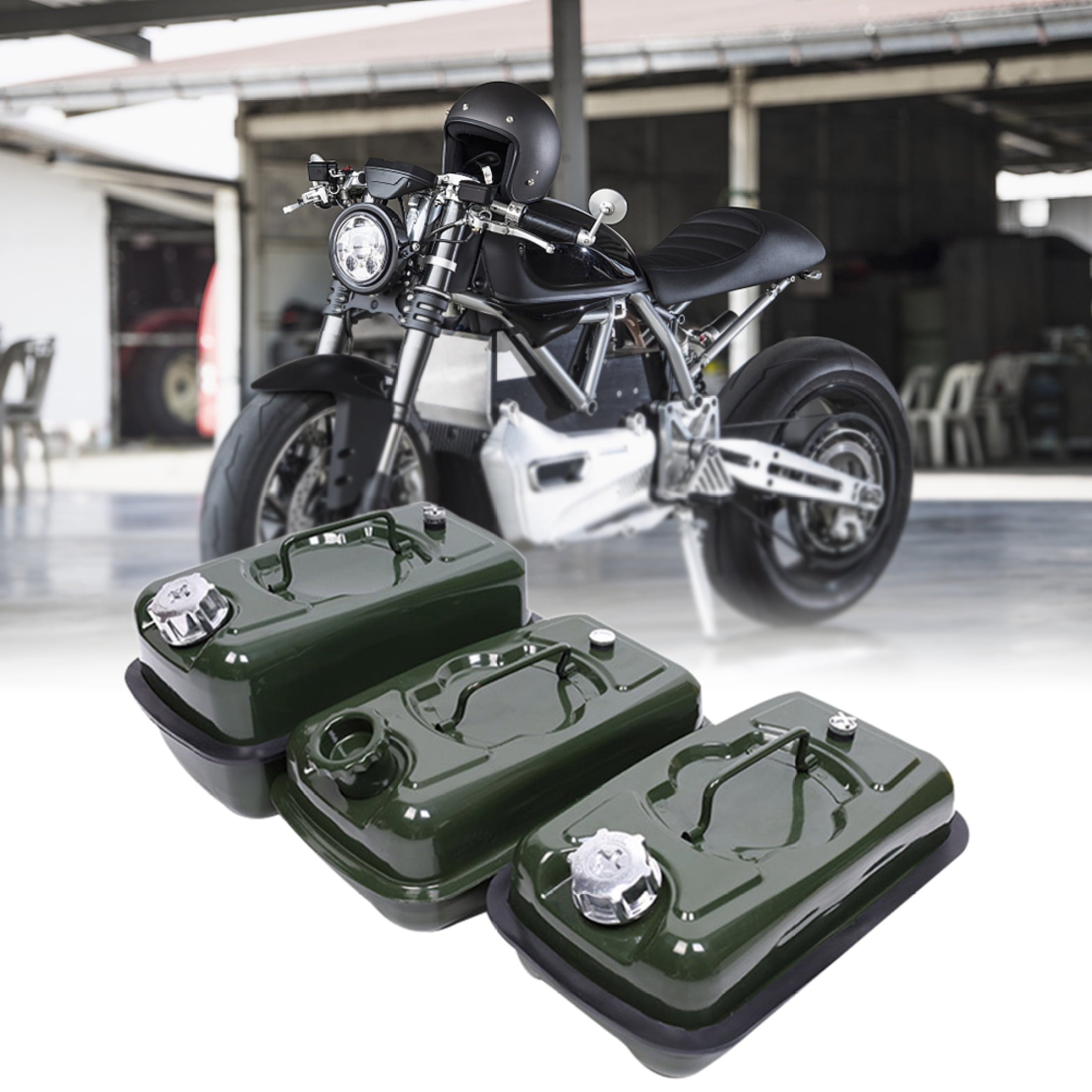 EUBUY 3L Metal Jerry Can with Aluminum Cap Motorcycle Canister Holder Storage Tank with Handle for Water Petrol Oil Water Alcohol