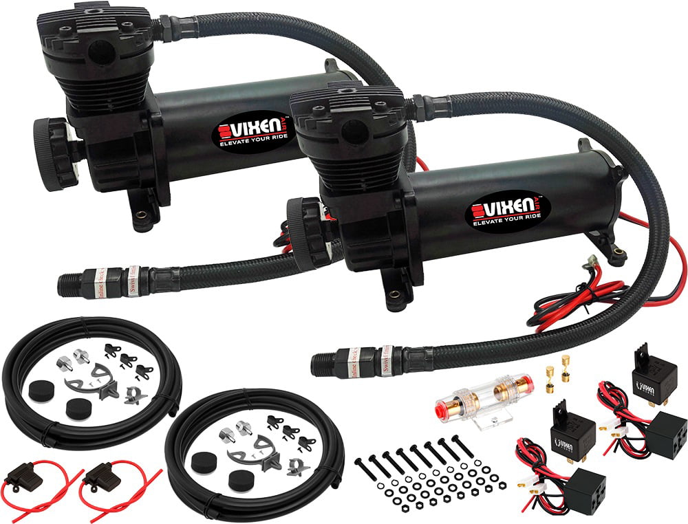 Vixen Air Suspension Kit for Truck/Car Bag/Air Ride/Spring. On Board System- Dual 200psi Compressor, 5 Gallon Tank. For Boat Lift,Towing,Lowering,Load Leveling,Onboard Train Horn VXX1208FB/4852DBF