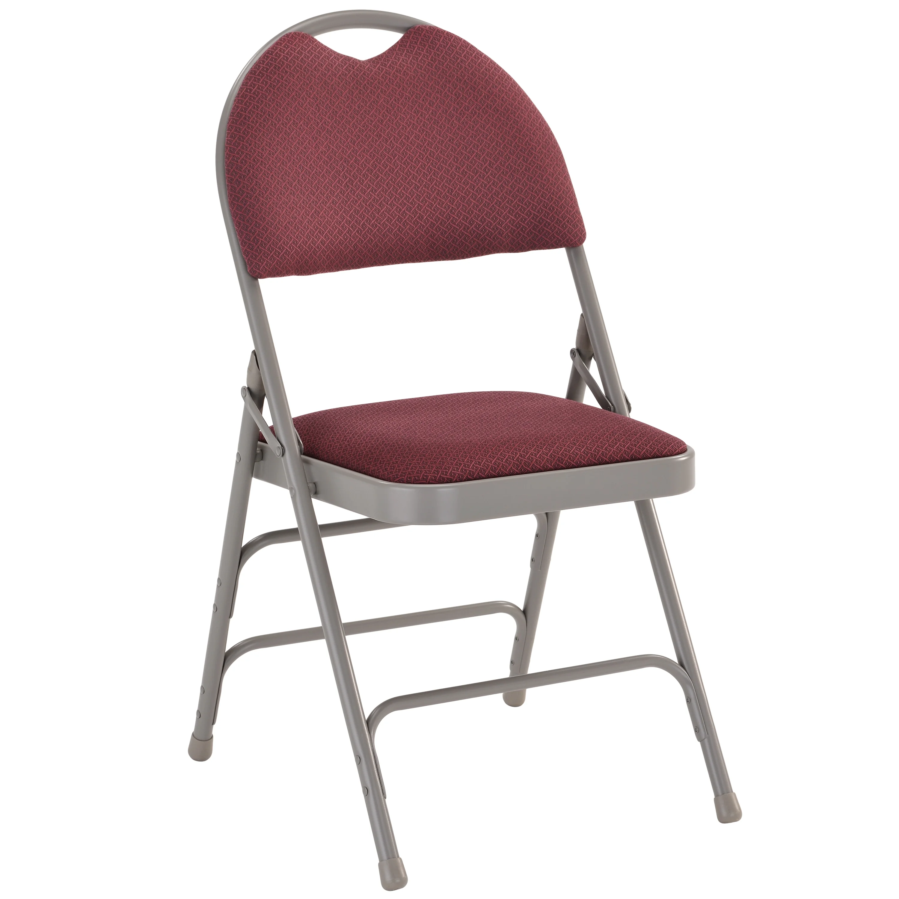 Flash Furniture HERCULES Series Ultra-Premium Triple Braced Burgundy Fabric Metal Folding Chair with Easy-Carry Handle