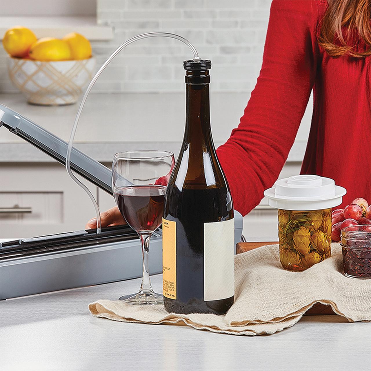 PowerXL Duo NutriSealer Plus 6-in-1 Vacuum Sealer Machine with Vacuum Seal Bags and 2-pc. Roll Set， Food Preservation System， Gray