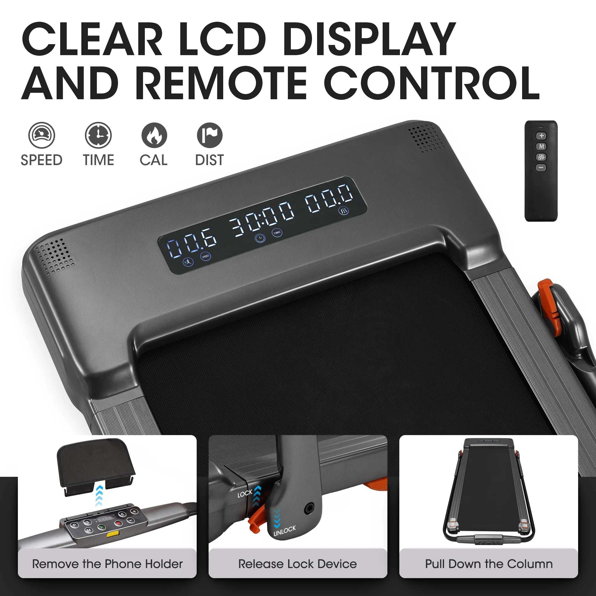 MaxKare 2 in 1 Folding Under Desk Treadmill Max 7.5MPH 2.5HP with Remote Control, Walking Pad for Home/Office Use, 265lbs Weight Capacity