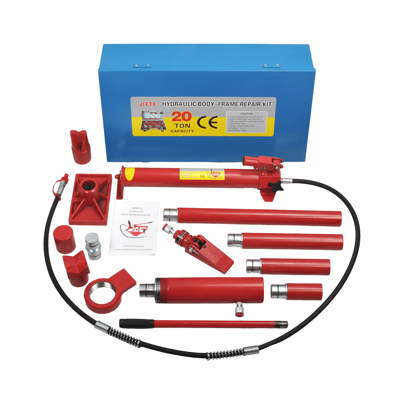 FGJQEFG 20 Ton Porta Power Kit Hydraulic Jack Auto Body Frame Repair Tool Set Air Pump Lift Ram