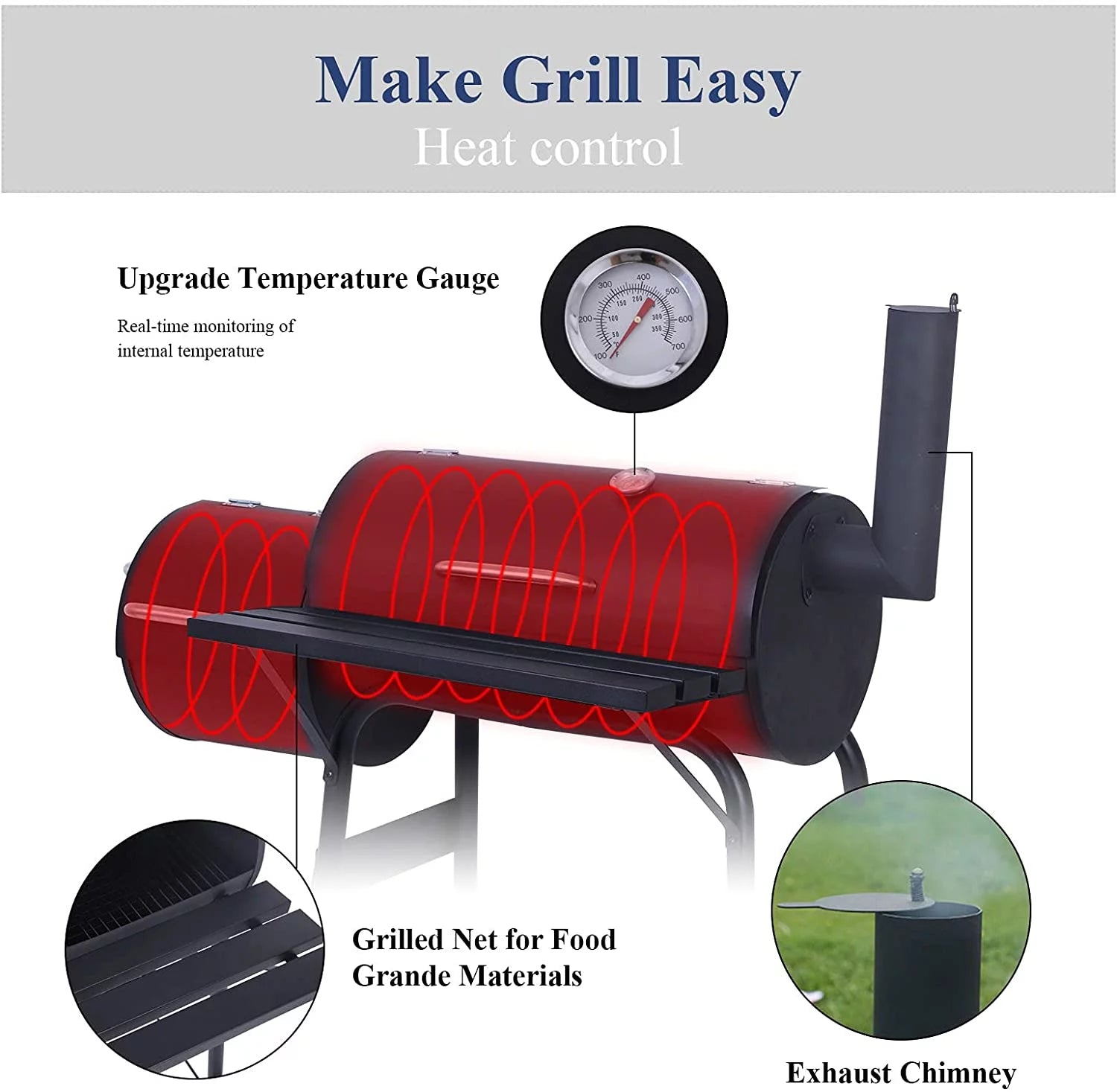 Vebreda Outdoor BBQ Grill Charcoal Barbecue Pit Patio Backyard Meat Cooker Smoker
