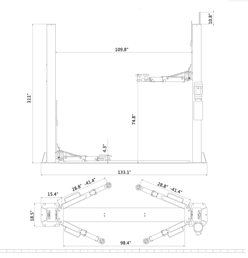 Aston Technologies* 2-Post Car Lift 10000 lbs. Single Point Lock Release AL-100XH
