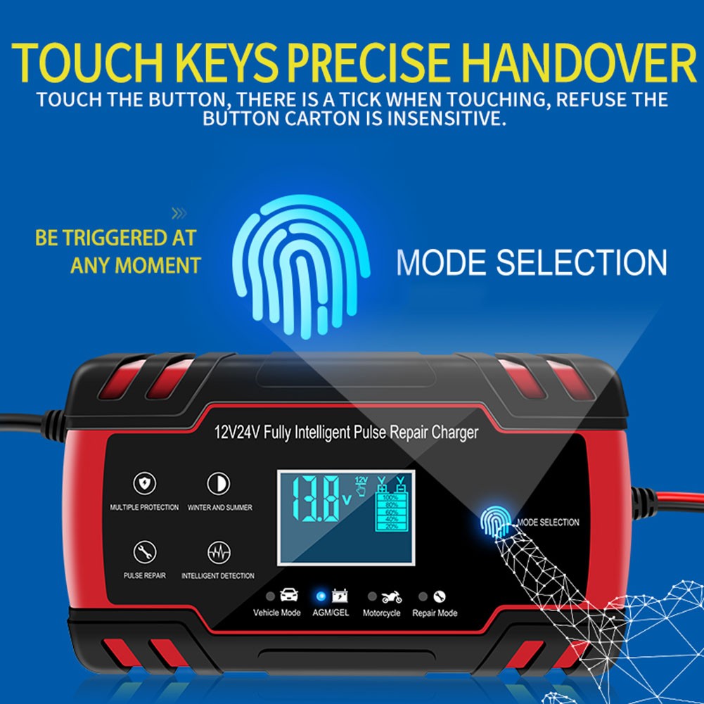 Car Battery Charger 12V /24V Smart Fully Automatic Battery Repair Pulse Charger