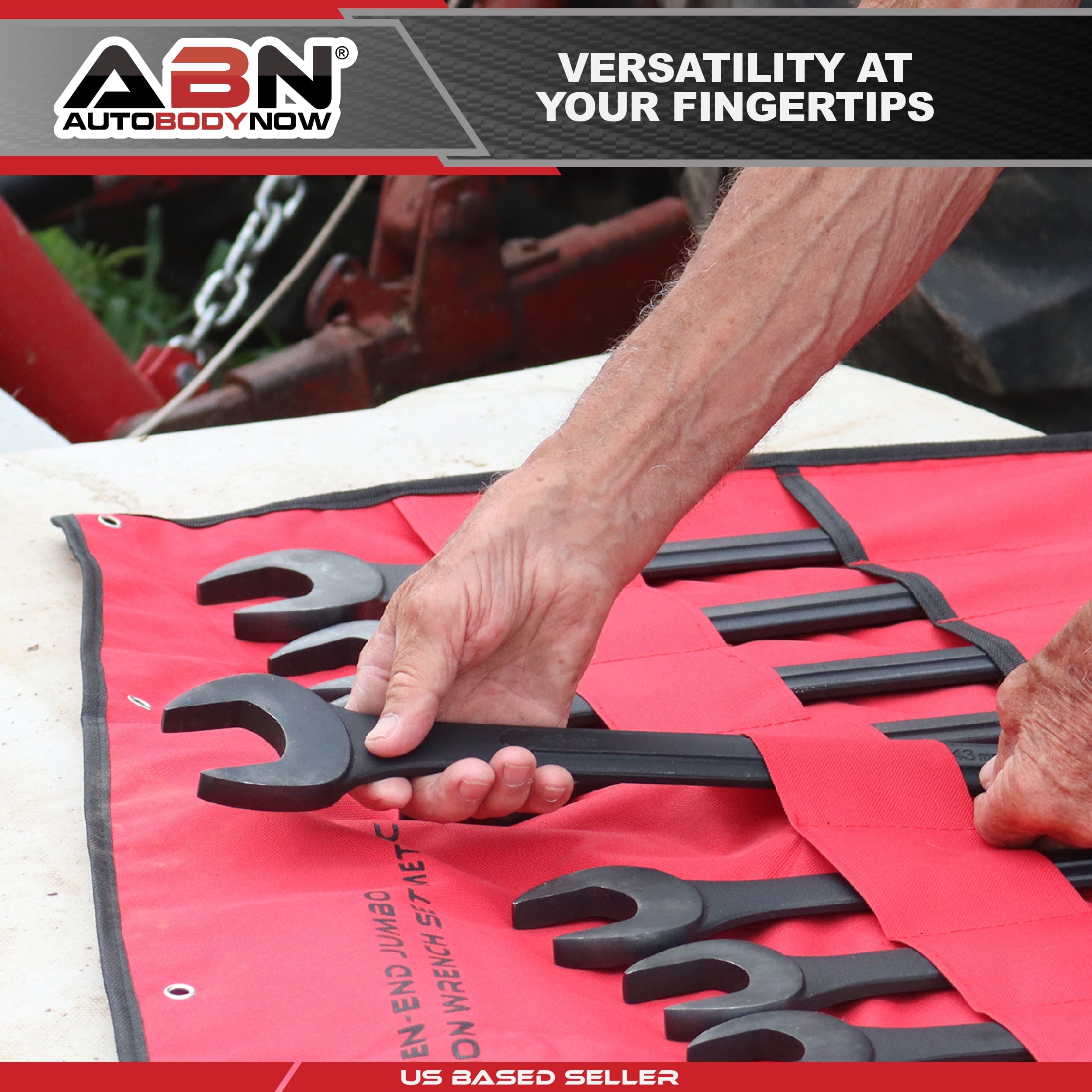 ABN Jumbo Wrench Set Metric 33 to 50mm - 10 Piece Combo Open End Tool Set