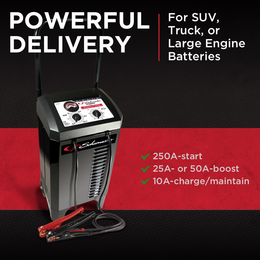 Schumacher 10/25/50/250A 6/12V Manual Wheel Charger