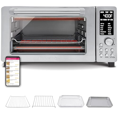 Nuwave Bravo 12-in-1 Digital Toaster Oven, Countertop Convection Oven & Air Fryer Combo, 1800 Watts, 21-Qt Capacity, 50u00b0-450u00b0F Temp Controls, Dual Zone Surround Cooking, Linear T Technology, SS Look