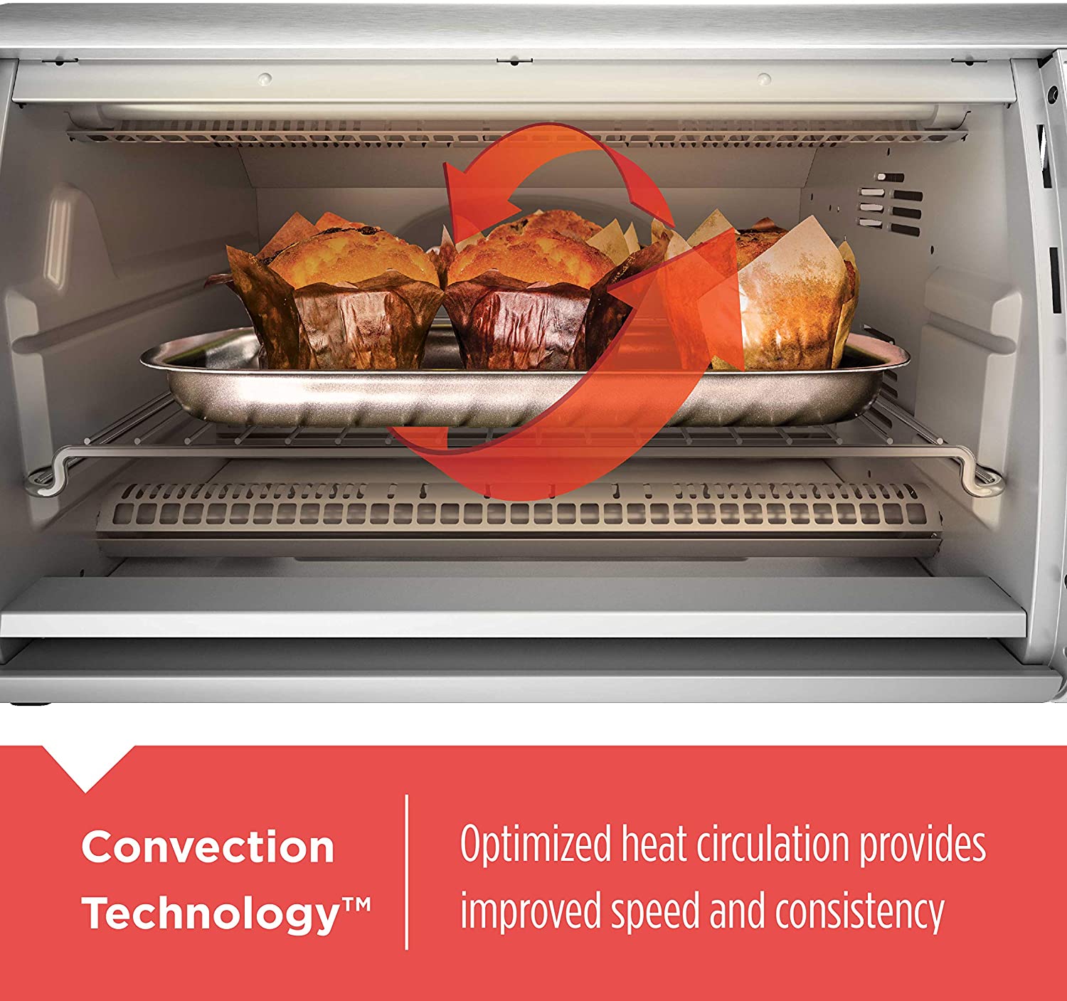 BLACK+DECKER 02648008504 Countertop Convection Toaster Oven， Silver， CTO6335S