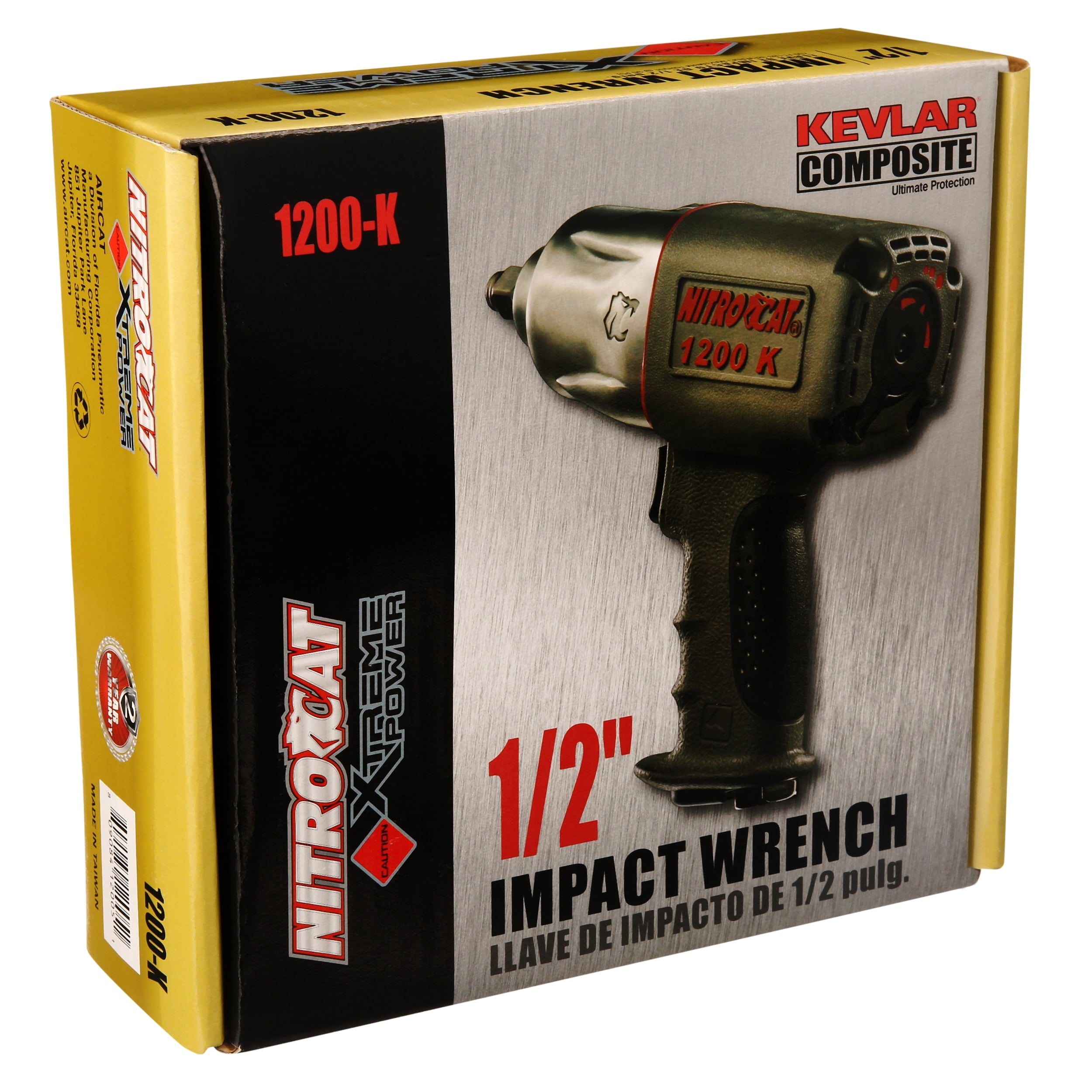 AIRCAT Pneumatic Tools 1200-K 1/2-Inch Nitrocat Composite Twin Clutch Impact Wrench 1295 ft-lbs