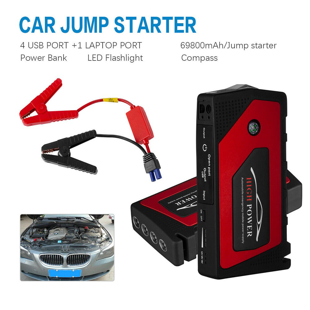 New Car Jump Starter 12V Portable USB Power Bank Battery Booster Clamp 600A 69800mah