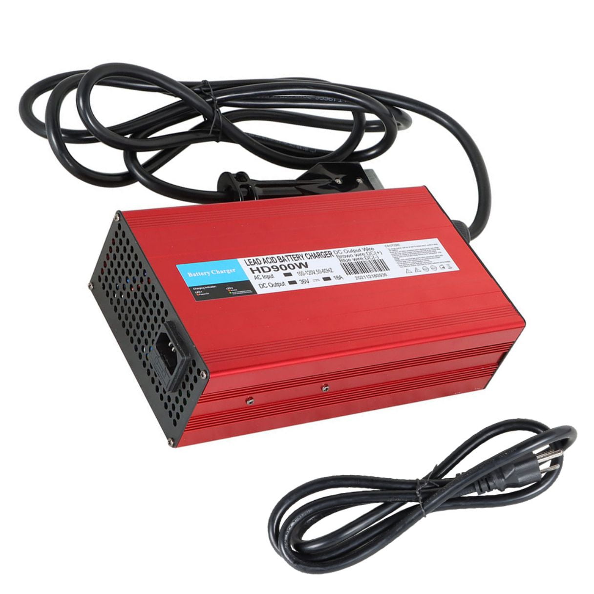 36V 18A Lead-Acid Battery Charger SB50 Style Plug Fit for Club Car Yamaha EZGO, Red