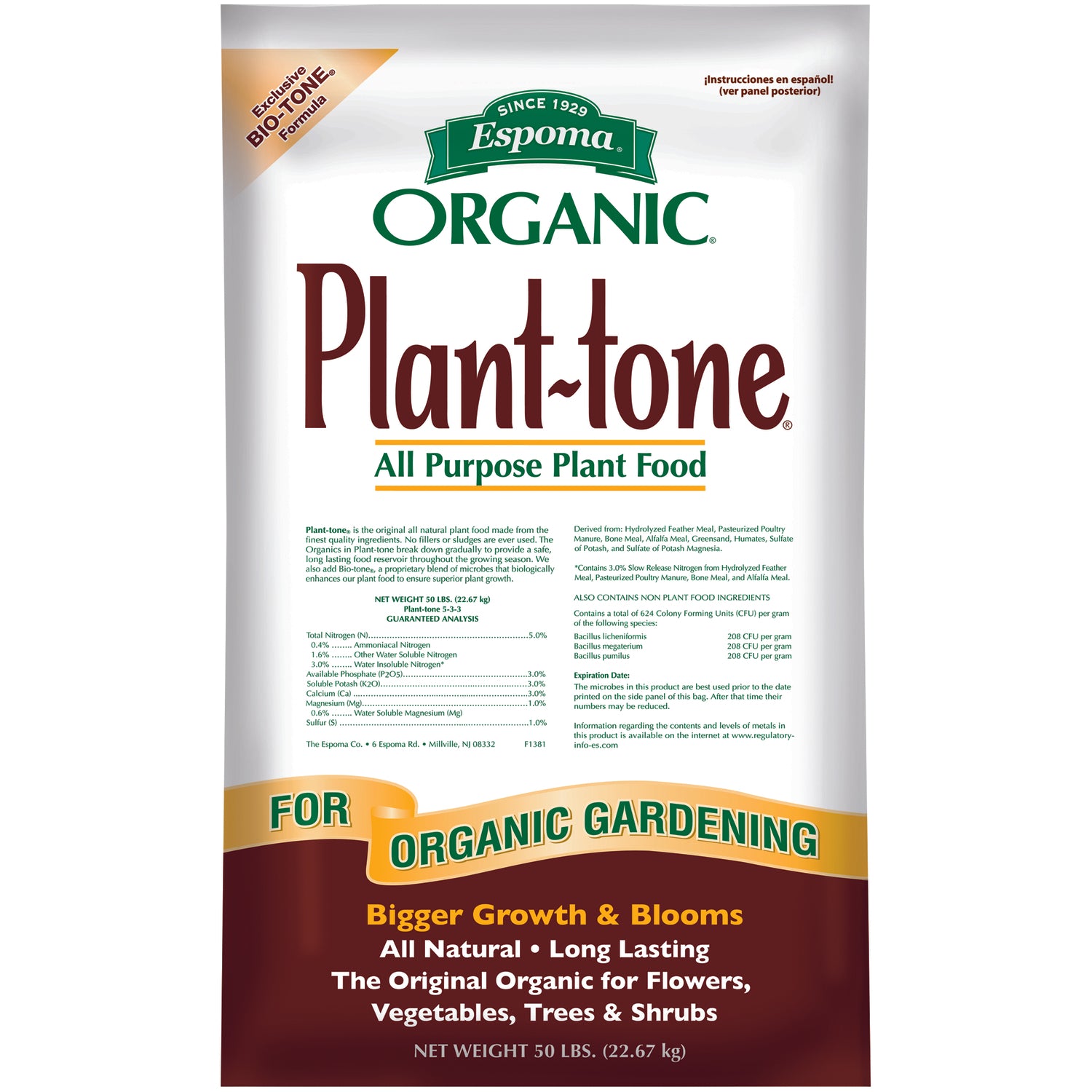 Espoma Plant-tone Organic Granules Plant Food 50 lb