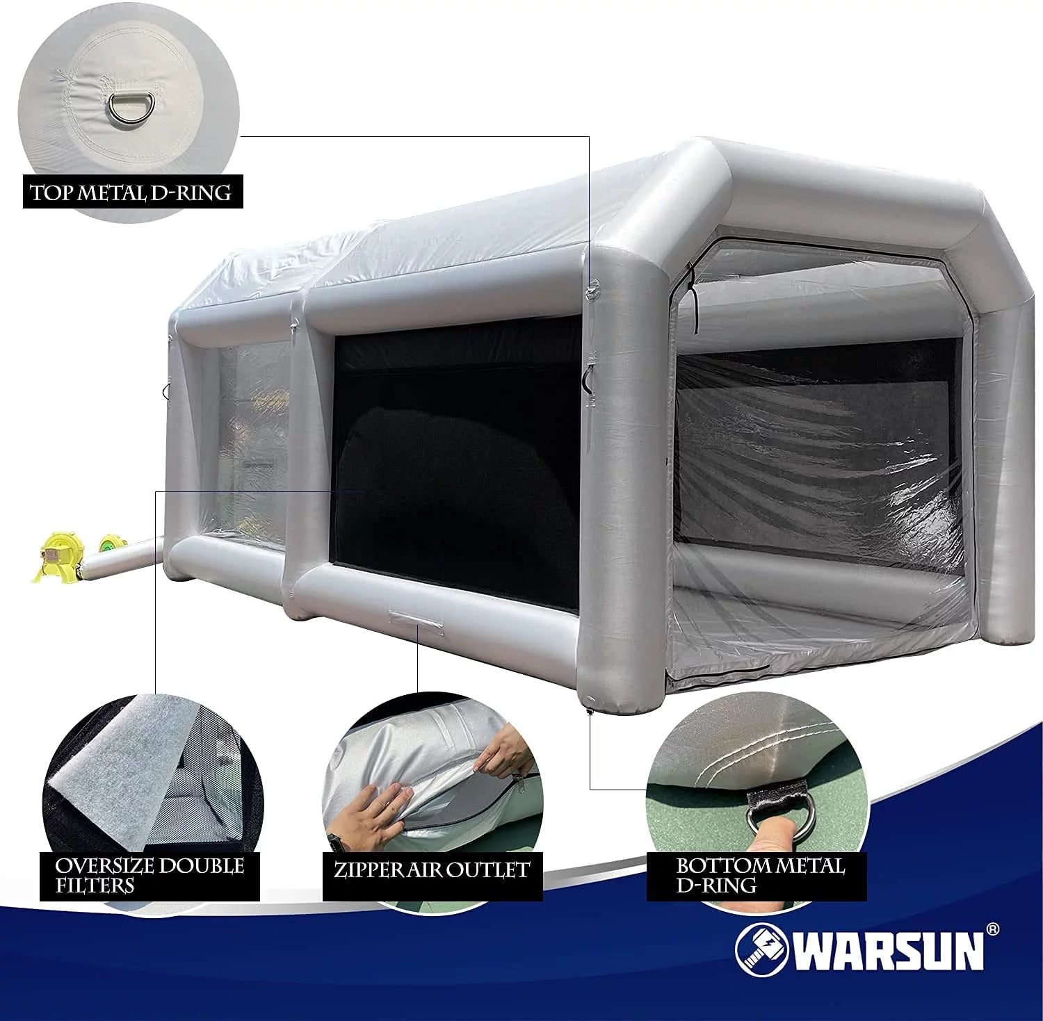 Warsun Inflatable Paint Booth with Larger Air Filter System 14x10x8.5Ft Inflatable Spray Portable Paint Tent