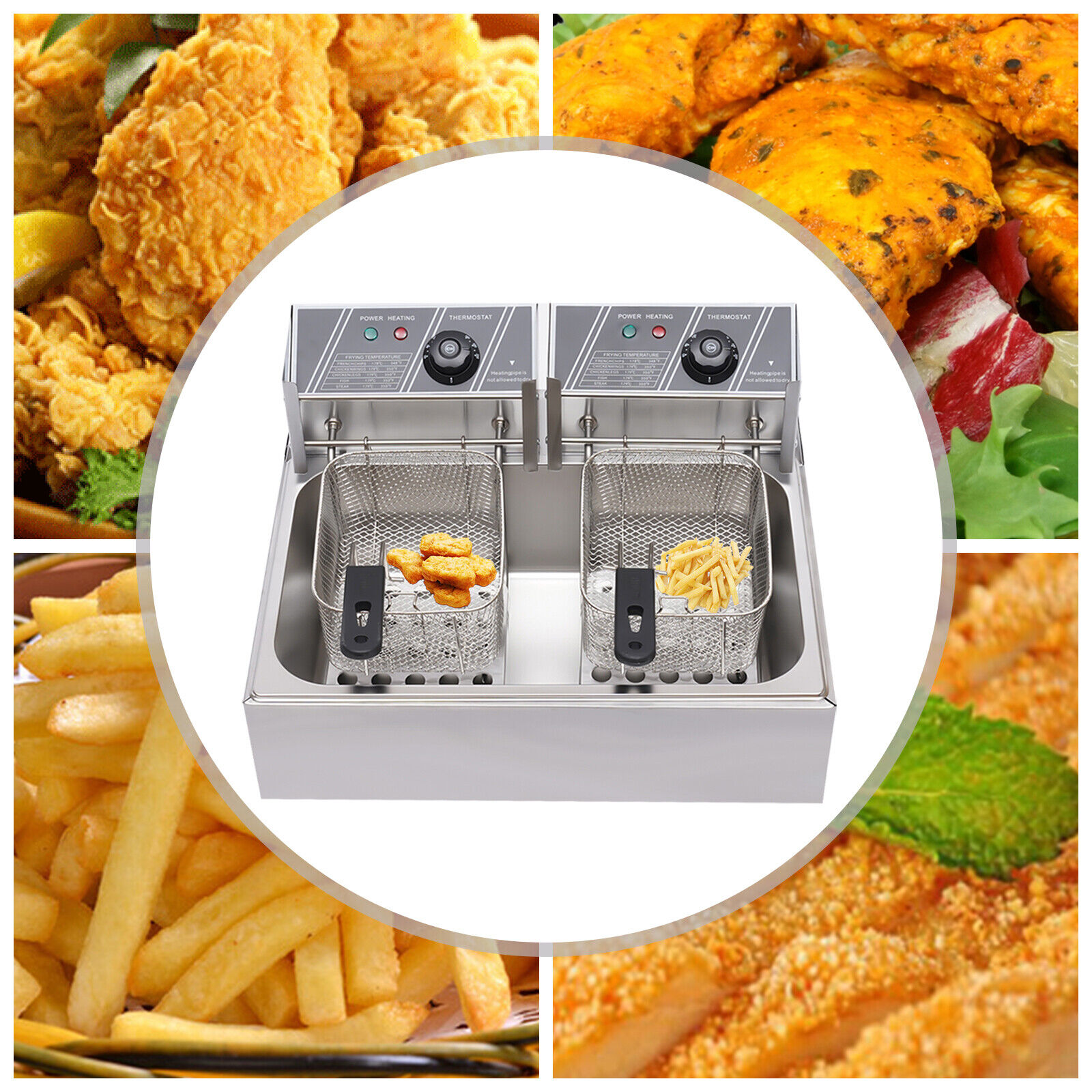 5000W Extra Large Electric Deep Fryer Commercial Restaurant Fry Basket 12L Electric Deep Fryer Single Tank Stainless Steel Fry Basket Commercial Electric Deep Fryer Stainless Steel