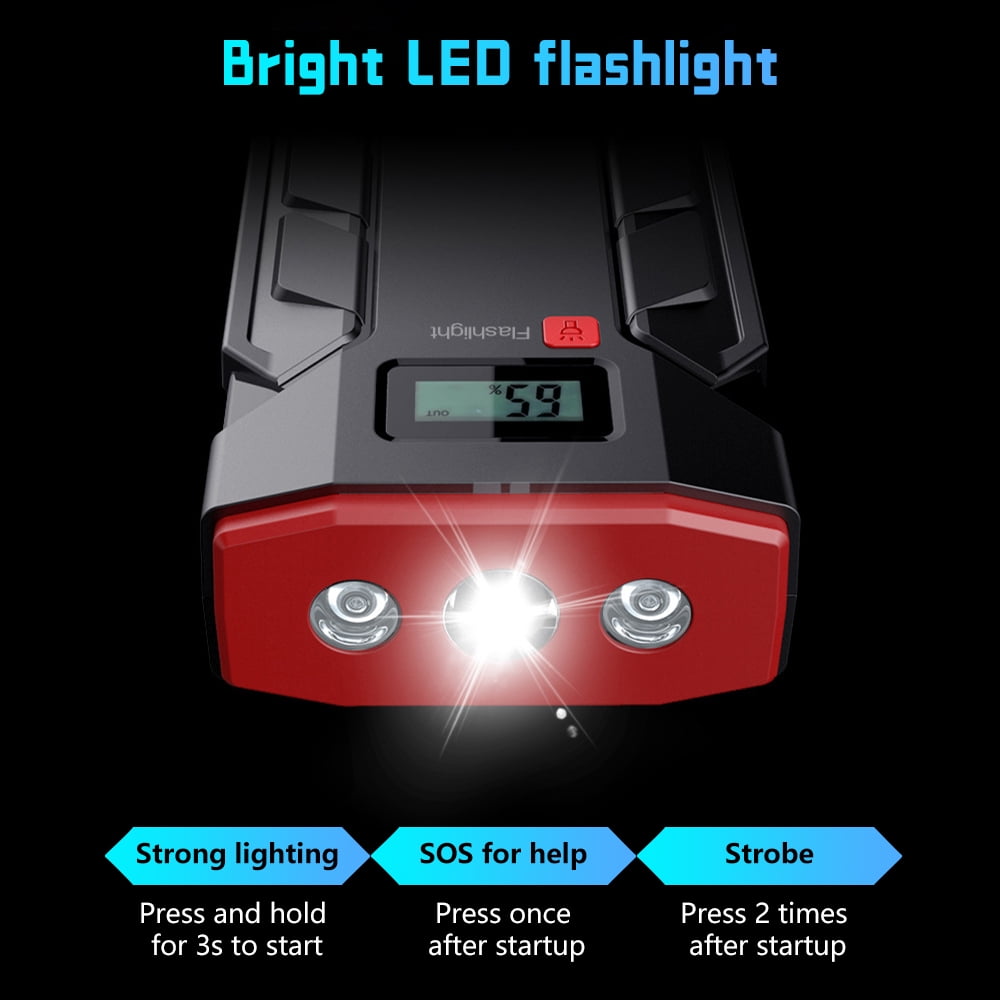 Car Battery Jump Starter 600A Jump Box (4L Gas/2.5L Diesel),DFITO Portable Car Starter Battery Pack with Smart Jumper Cables, Quick Charge, Large Display, Lights
