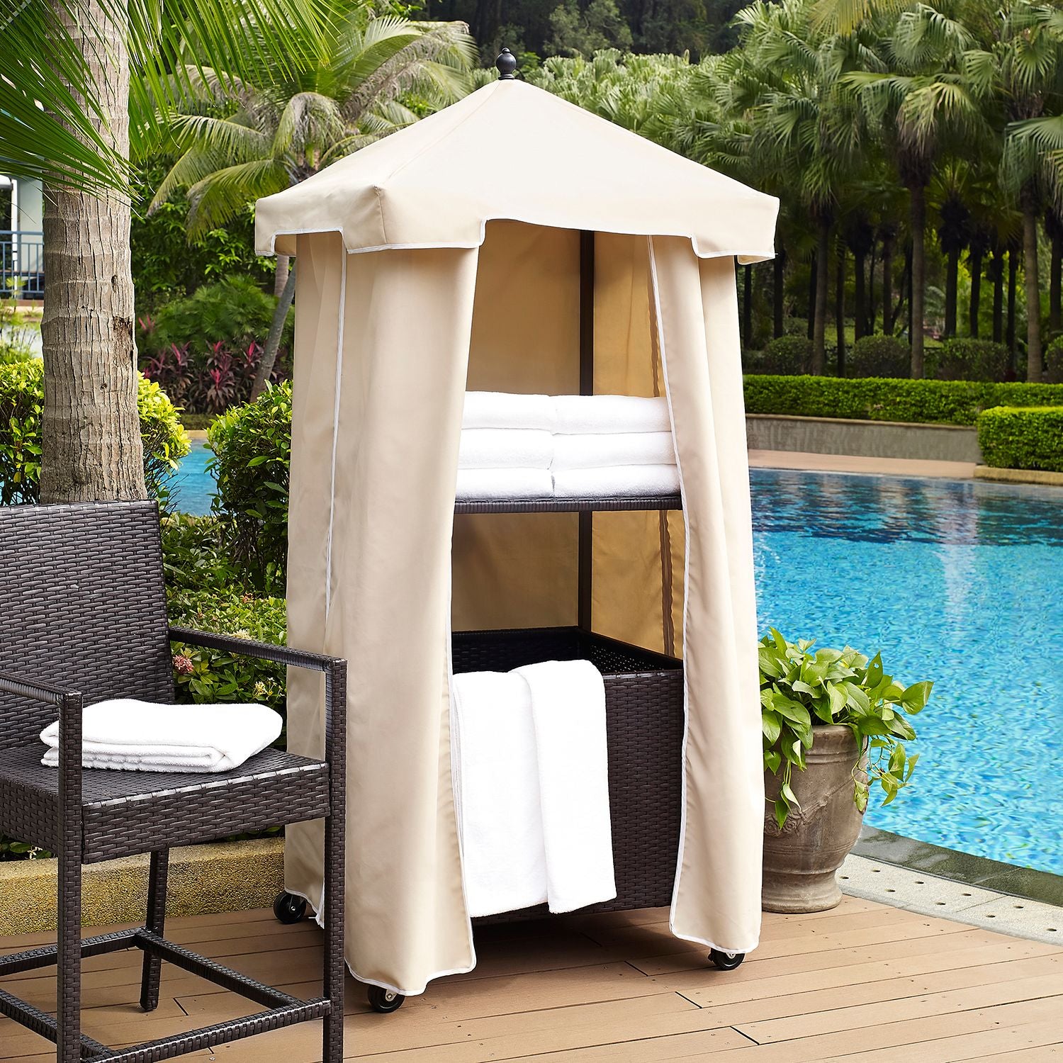 Palm Harbor Faux Wicker Towel Valet