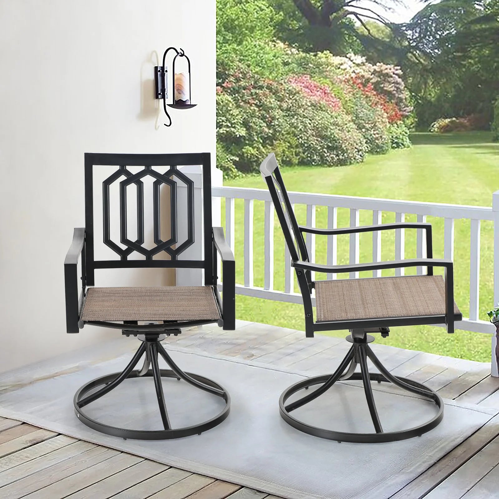 Sophia & William Outdoor Patio Swivel Dining Chair - Textilene - Set of 2