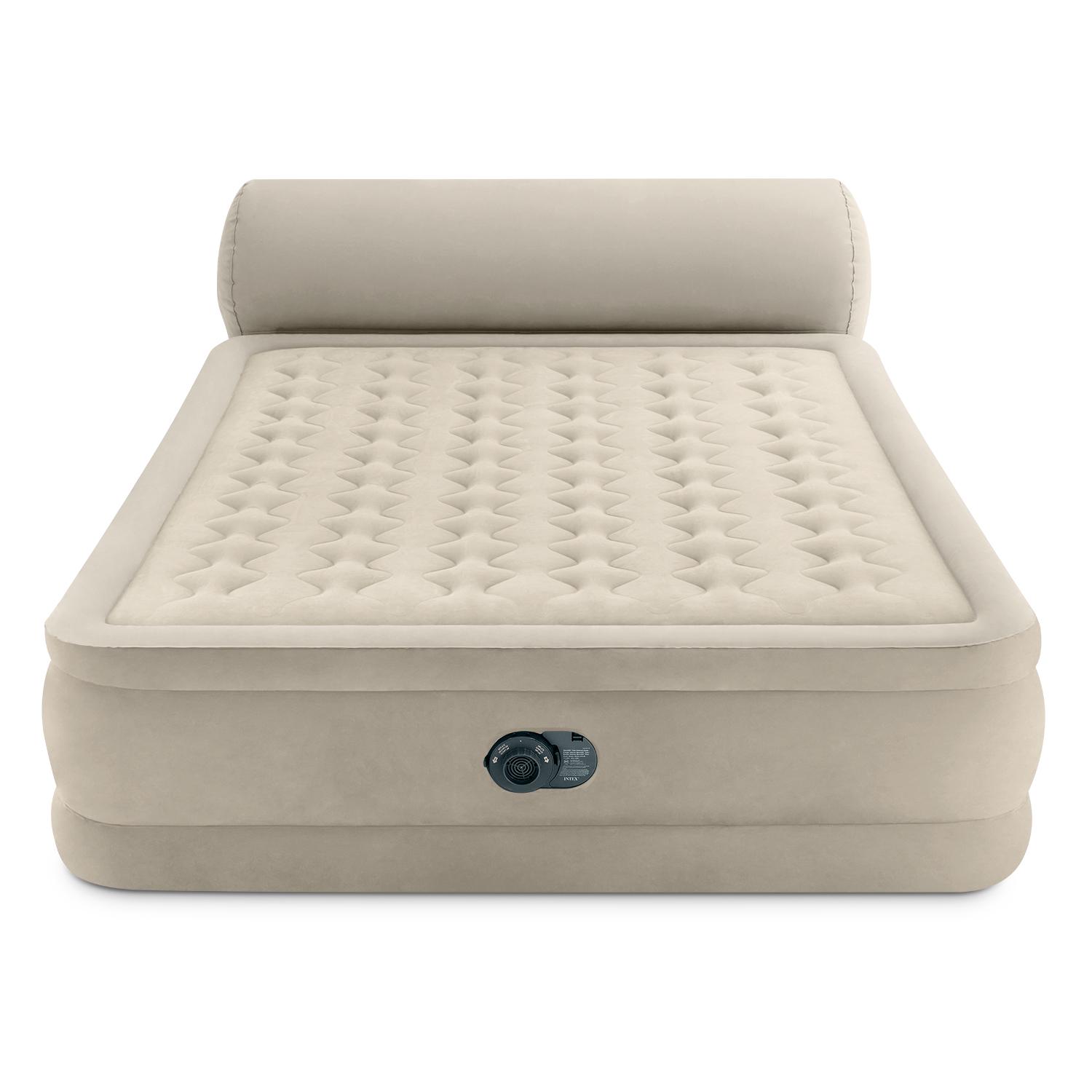 Intex Durabeam Headboard 18 Queen Air Mattress with Built-in Pump