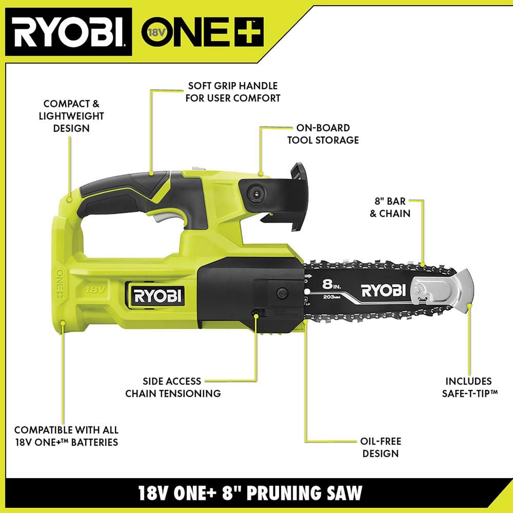 ONE+ 18V 8 in. Battery Pruning Chainsaw (Tool Only) P5452BTL