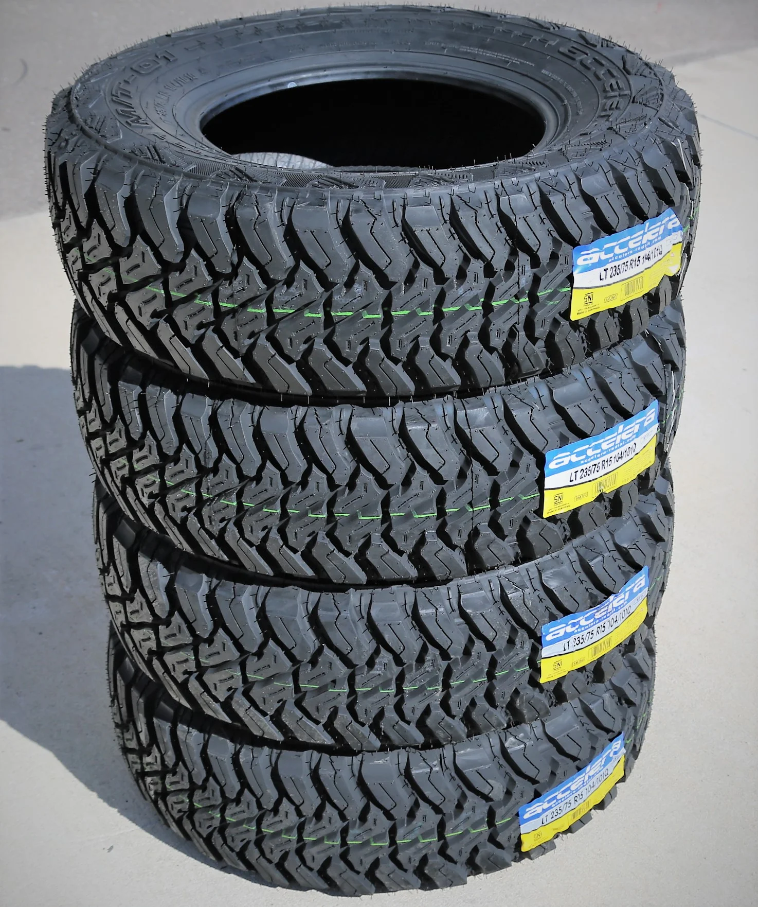 Pair of 2 (TWO) Accelera M/T-01 LT 235/75R15 Load C 6 Ply MT Mud Tires