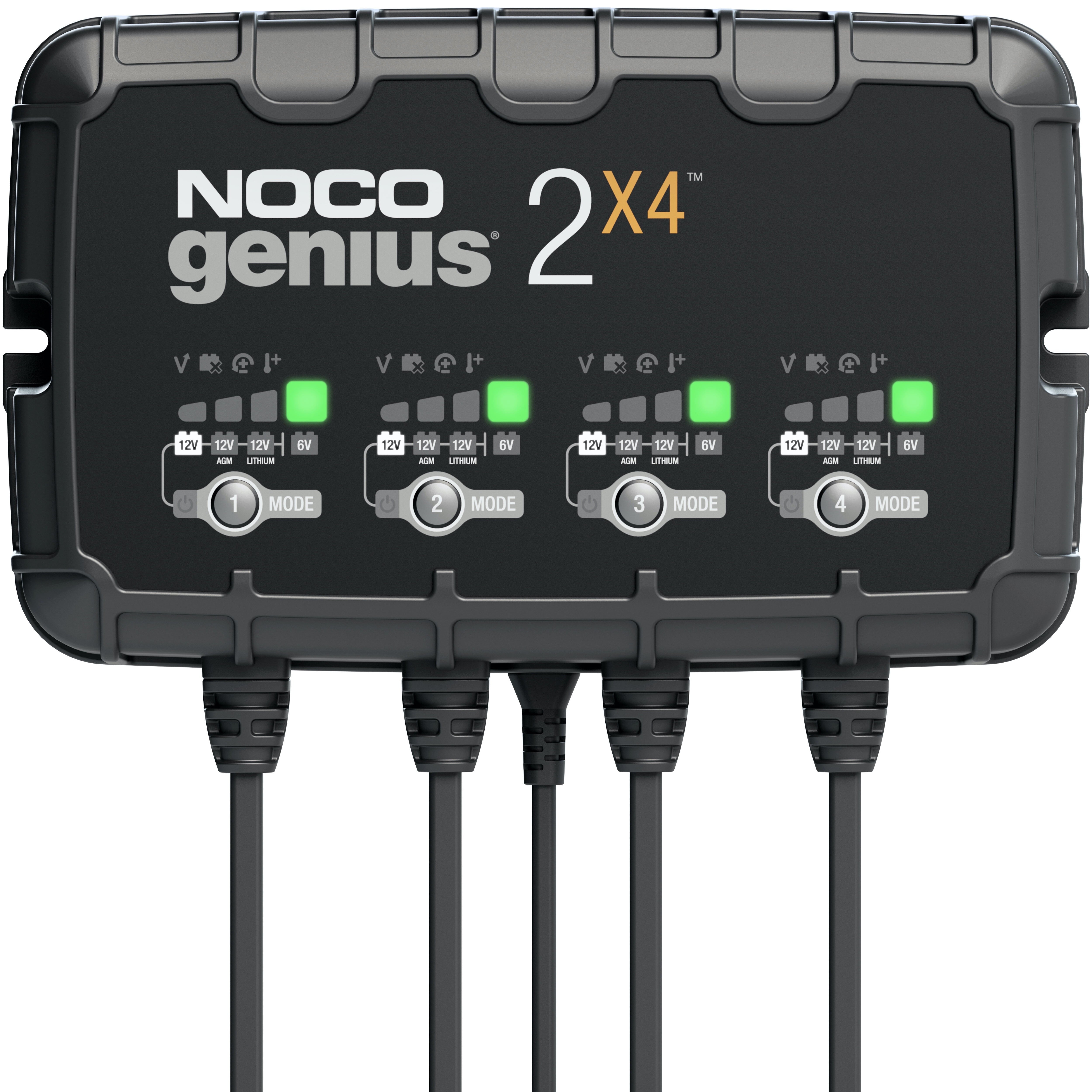 NOCO GENIUS2X4 4-Bank 8A (2A/Bank) 6V/12V Smart Battery Charger and Maintainer