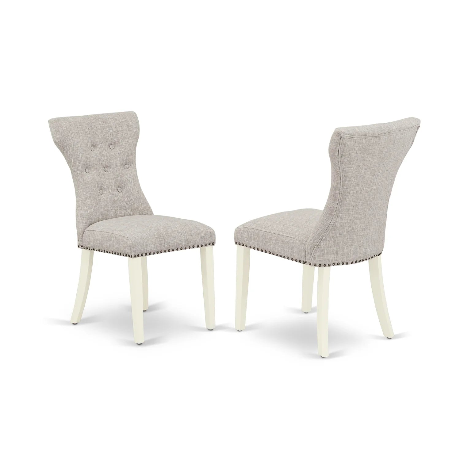 HomeStock Rustic Recluse 6-Piece Kitchen Dinette Set-Doeskin Linen Fabric Seat Parson Dining Room Chairs, A Rectangular Bench And Rectangular Top Kitchen Table - Linen White And Linen White Finish