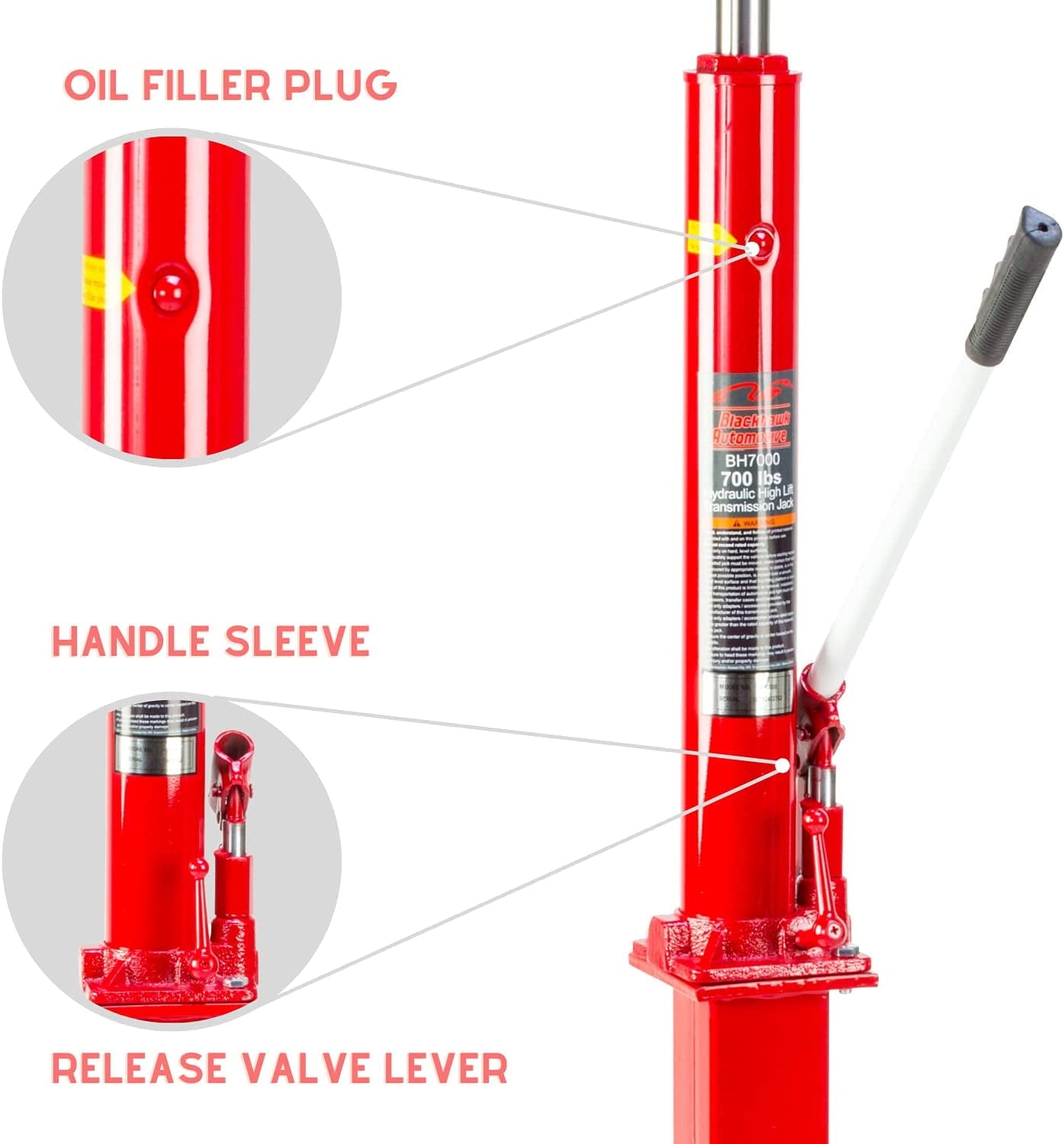 Blackhawk Automotive 144476 Economy Transmission Jack - 700 lbs Capacity, Model No. BH7000