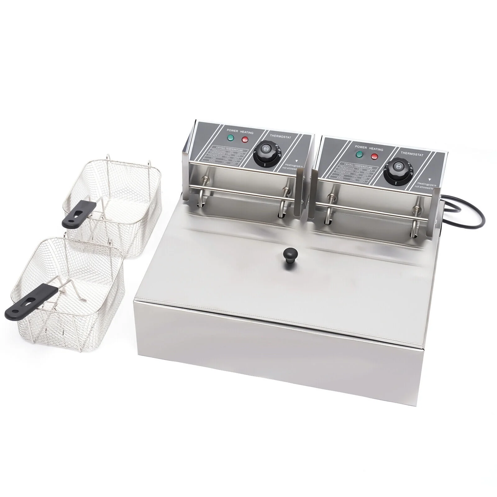 5000W Extra Large Electric Deep Fryer Commercial Restaurant Fry Basket 12L Electric Deep Fryer Single Tank Stainless Steel Fry Basket Commercial Electric Deep Fryer Stainless Steel