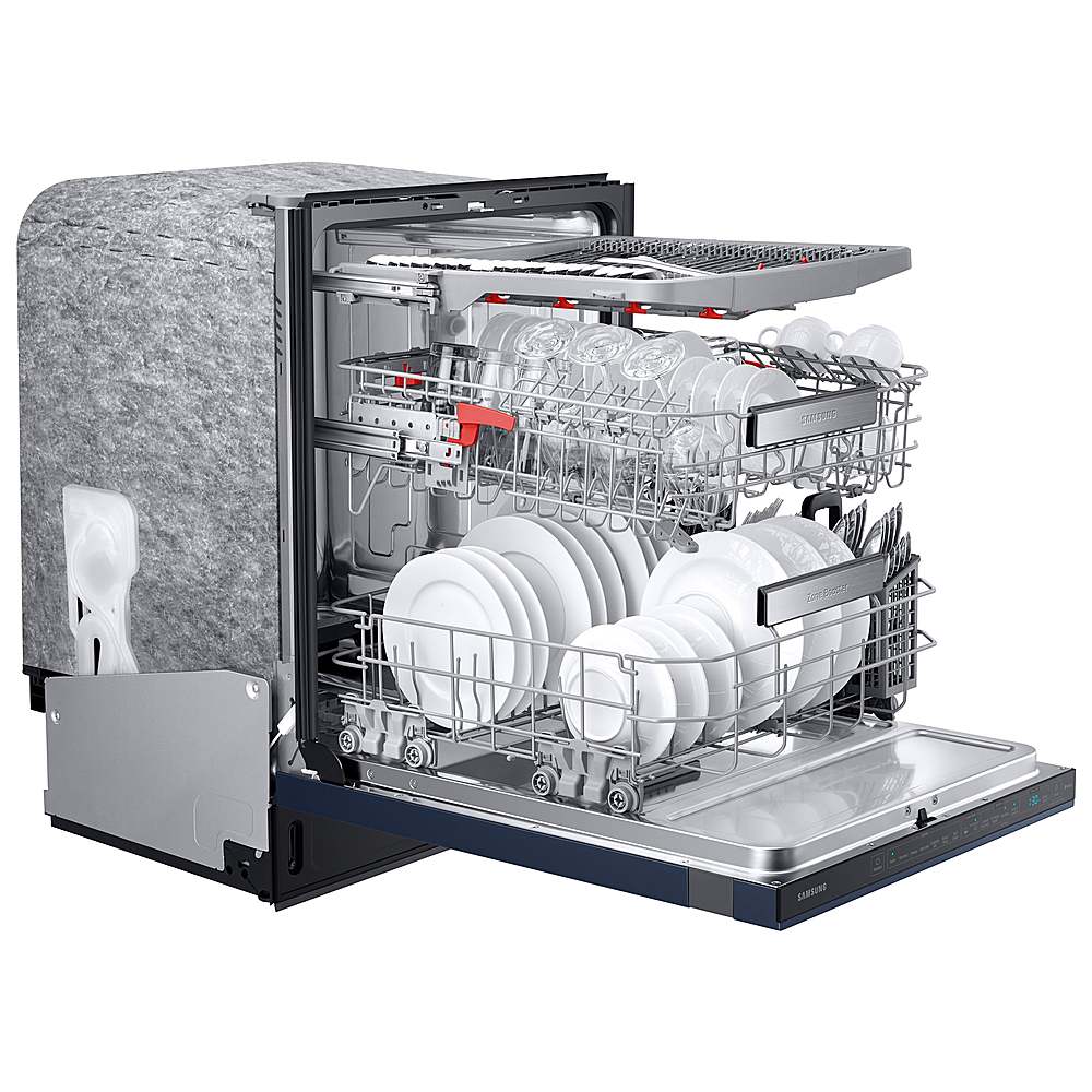 Samsung - Smart BESPOKE Linear Wash 39dBA Dishwasher - Navy steel