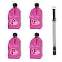 VP Racing Fuels Motorsport 5 Gallon Square Plastic Utility Jug Pink w/ 14 Inch Hose (4 Pack) Close-Trimmed Cap and Neck for Tight Seal