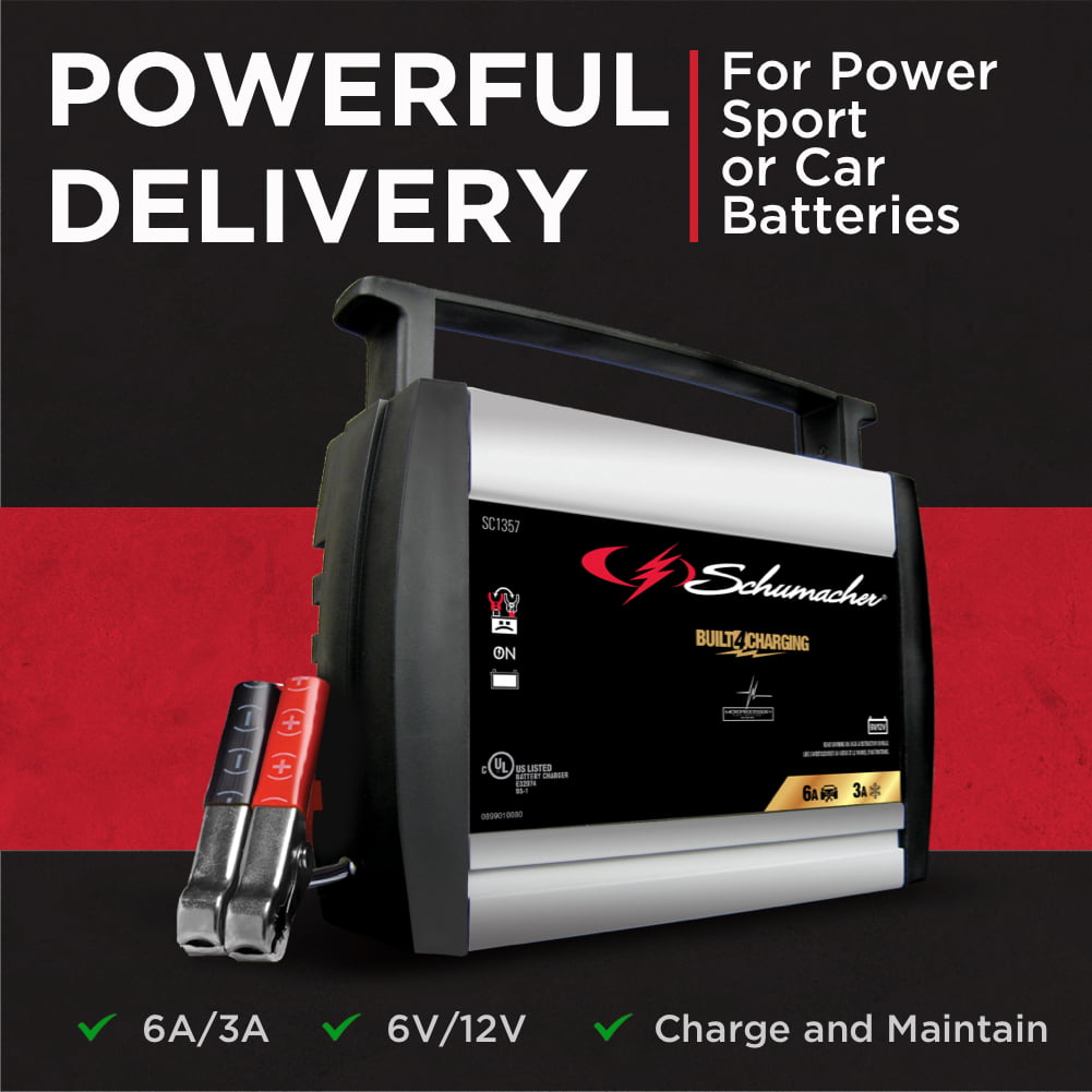 Schumacher Fully Automatic Battery Charger and Maintainer- 6 Amp/3 Amp, 6/12V