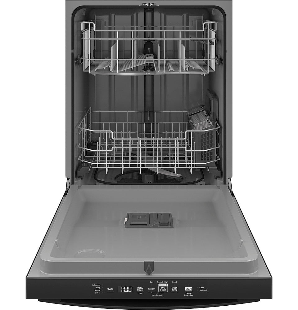 GE - Top Control Built In Dishwasher with Sanitize Cycle and Dry Boost, 52 dBA - Black