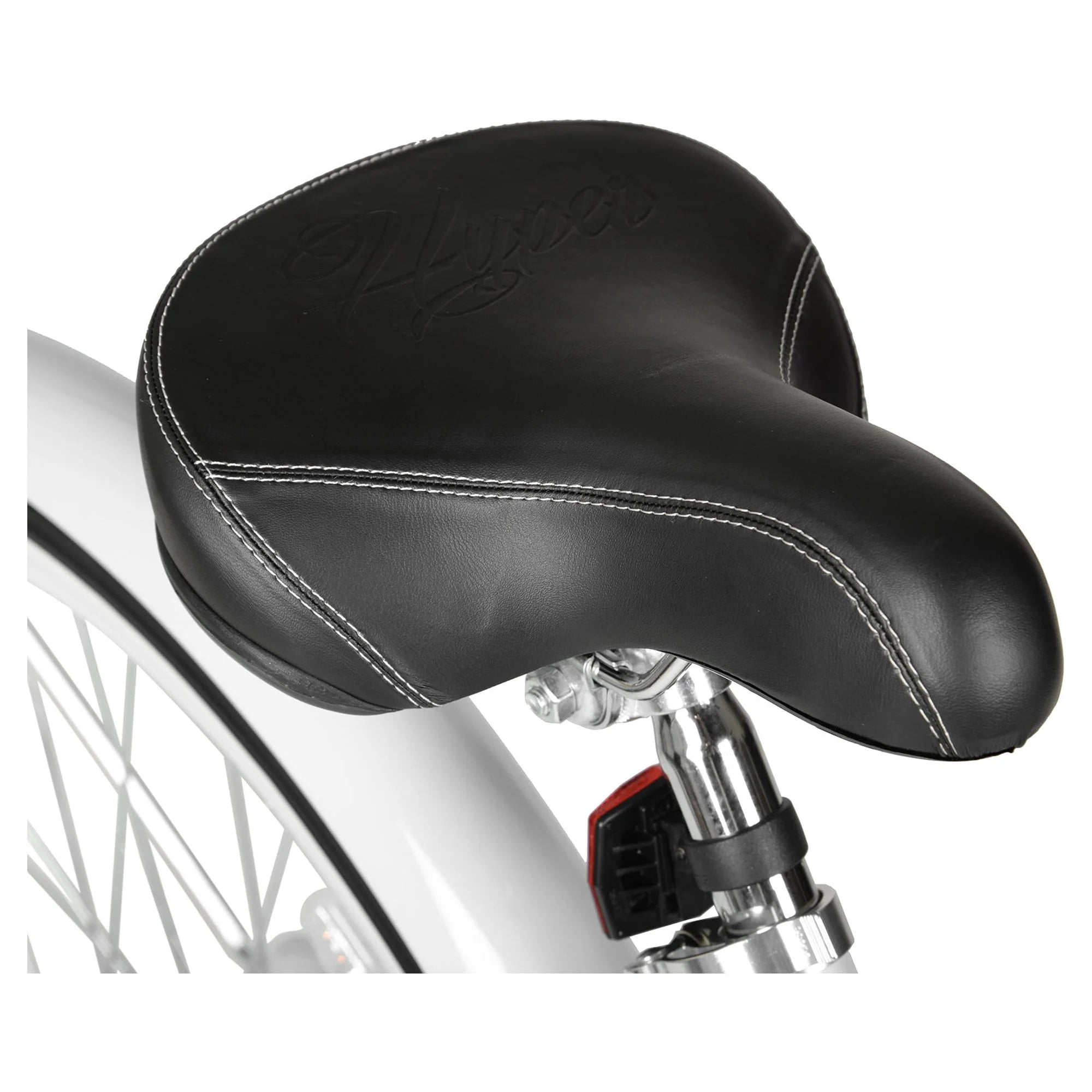 Hyper Bicycle Women's 26 In. Beach Cruiser, White with Blue Rim