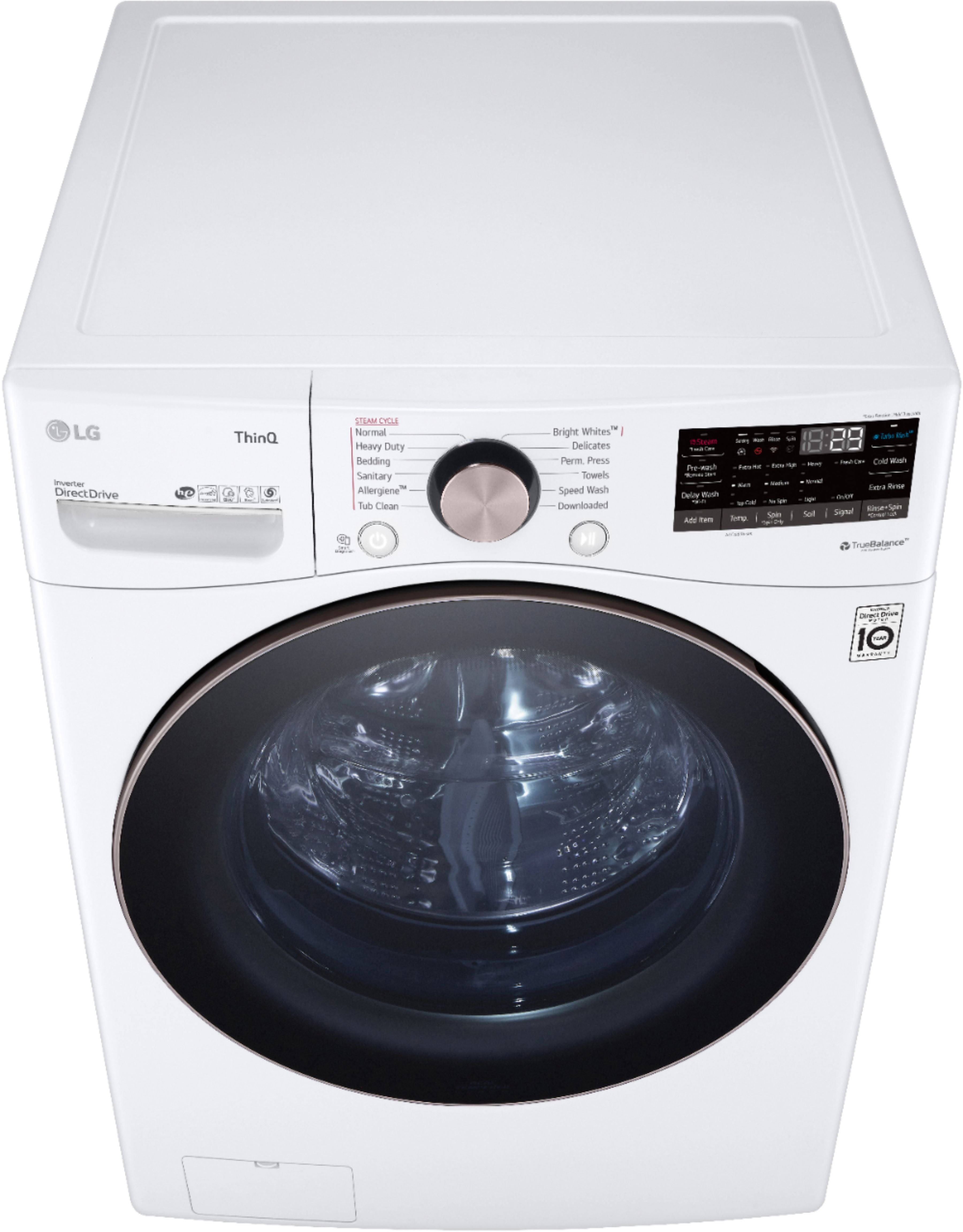 LG - 4.5 Cu. Ft. High-Efficiency Stackable Smart Front Load Washer with Steam and Built-In Intelligence - White