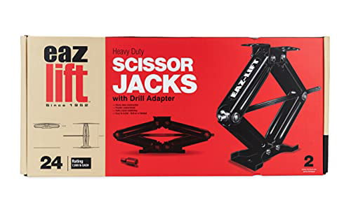 Camco Eaz-Lift 24-inch Heavy-Duty Scissor Jacks | Features a 7,500 lb Load Capacity, a Heavy-Duty Steel Construction, and Comes in a Set of 2 (48830)