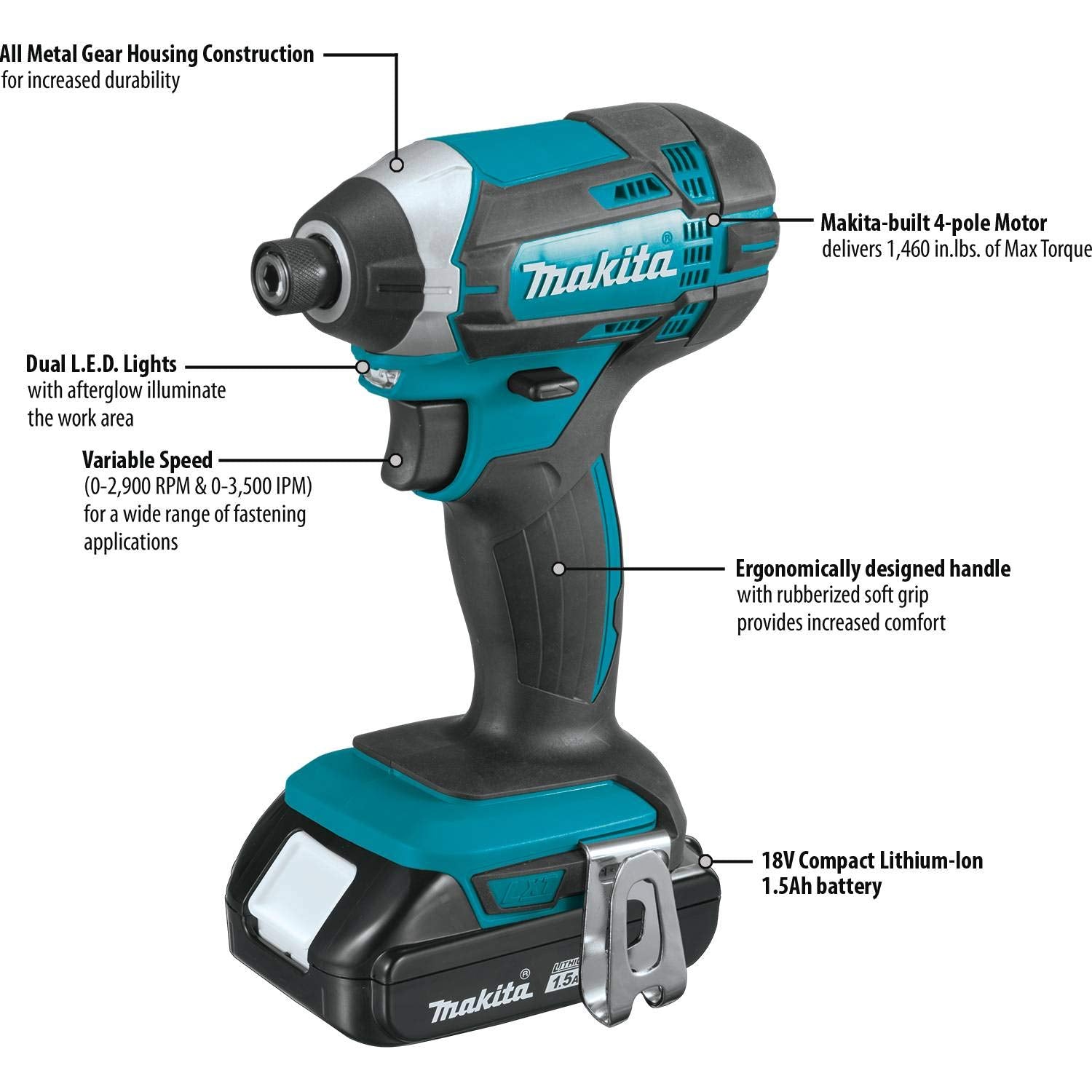 Makita CT225SYX 18V LXTu00ae Lithium-Ion Compact Cordless 2-Pc. Combo Kit (1.5Ah)