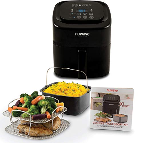 Nuwave Bravo 12-in-1 Digital Toaster Oven, Countertop Convection Oven & Air Fryer Combo, 1800 Watts, 21-Qt Capacity, 50u00b0-450u00b0F Temp Controls, Dual Zone Surround Cooking, Linear T Technology, SS Look